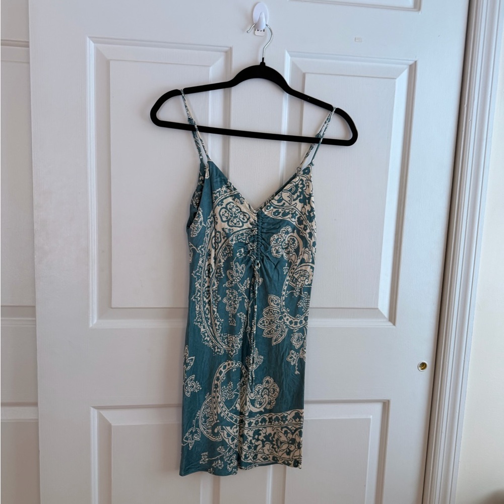 Zara Blue and Cream Patterned Dress